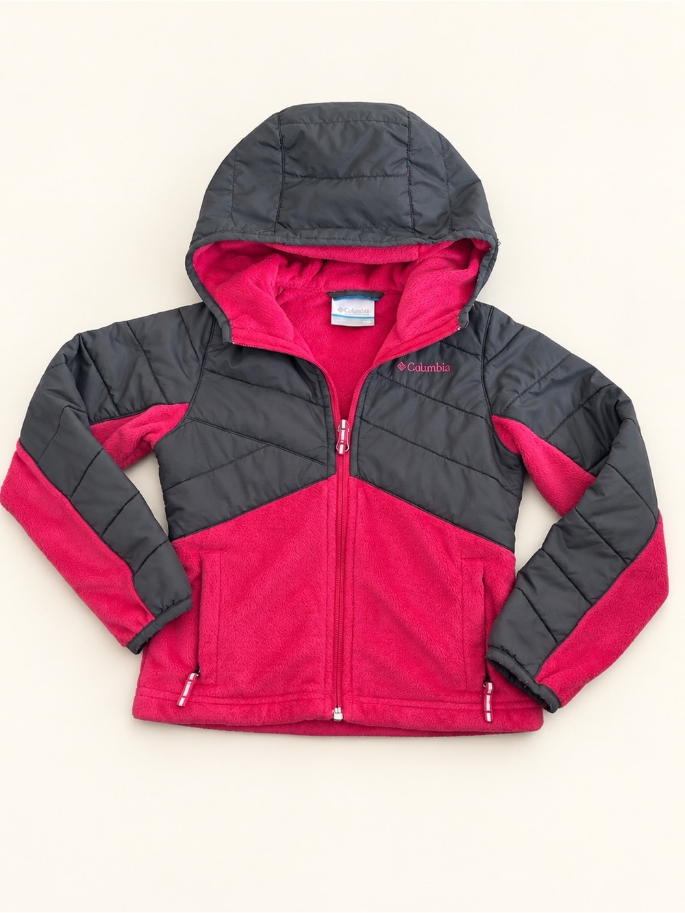 Columbia Girls Hooded Jacket in Pink and gray
